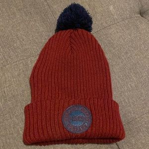 Herschel Supply Company Knit Beanie Red Toque Adult Unisex Small/Medium Pompom